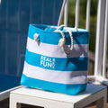 Beach Bag, Blue and White Stripes