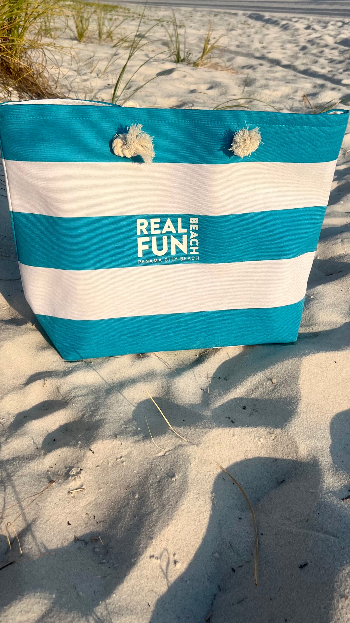 Beach Bag, Blue and White Stripes