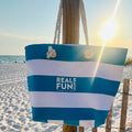 Beach Bag, Blue and White Stripes