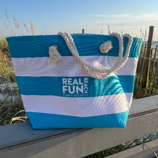 Beach Bag, Blue and White Stripes